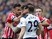 Sofiane Boufal clashes with Harry Winks during the Premier League game between Tottenham Hotspur and Southampton on March 19, 2017