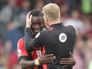 Eddie Howe and Max Gradel after Bournemouth's 1-0 win over Everton on September 24, 2016