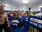 Brighton & Hove Albion players celebrate promotion to the Premier League on April 17, 2017