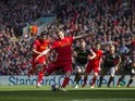 James Milner misses from the spot during the Premier League game between Liverpool and Southampton on May 7, 2017