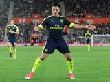 Alexis Sanchez celebrates scoring against Southampton in the Premier League on May 10, 2017
