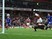 Danny Welbeck grabs the equaliser during the Premier League game between Arsenal and Leicester City on August 11, 2017