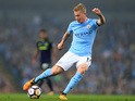Kevin De Bruyne in action during the Premier League game between Manchester City and Everton on August 21, 2017