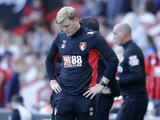 Eddie Howe looks downbeat during the Premier League game between Bournemouth and Watford on August 19, 2017