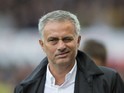Jose Mourinho winks during the Premier League game between Stoke City and Manchester United on September 9, 2017