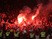 Flares are set off in the away end during the Europa League game between Arsenal and FC Koln on September 14, 2017